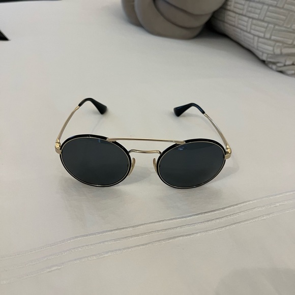 Prada Gold and Black Round Sunglasses - Picture 1 of 7